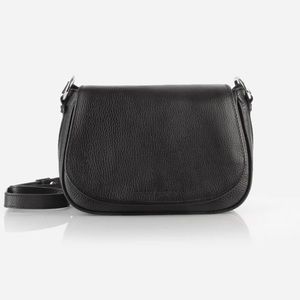 Poppy Barley Saddle Bag in Black with Nubuck Front